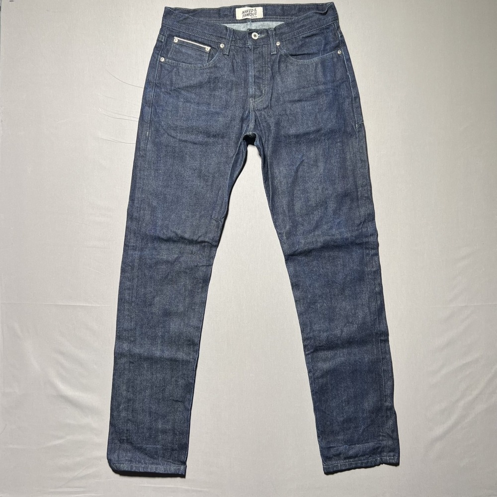 Naked & Famous Weird Guy Jeans Mens 32 Selvedge Denim Button Fly Indigo 32x33